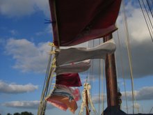 platbodemschip Mon Desir theedoeken